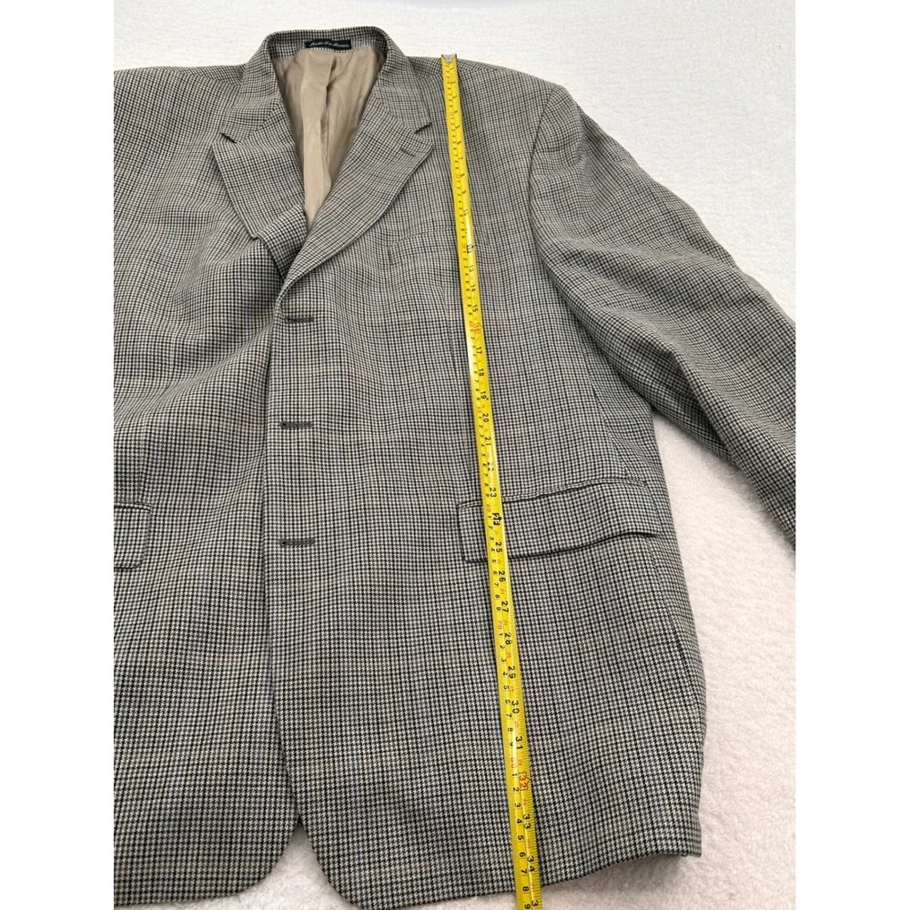 Lauren Ralph Lauren Mens 52L Silk Wool Houndstooth Blazer Sport Coat Tan Blue
